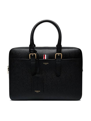 Grain Leather Three-Stripe Tab Business Brief Case Black - THOM BROWNE - BALAAN 1