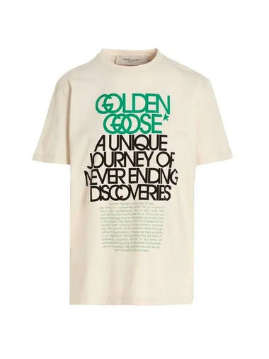 Contrasting Lettering Short Sleeve T-Shirt Ivory - GOLDEN GOOSE - BALAAN 1