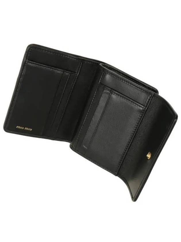 Logo Zipper Leather Card Wallet Black - MIU MIU - BALAAN 5