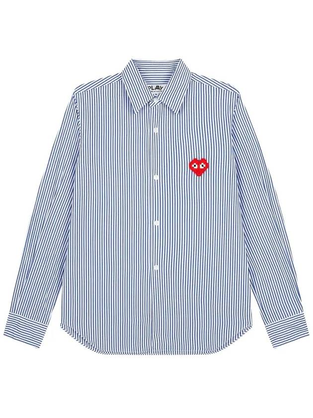 Men's Heart Wappen Striped Long Sleeve Shirt Blue - COMME DES GARCONS - BALAAN 3