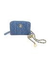 gold ball chain zipper card wallet denim - CHANEL - BALAAN 1