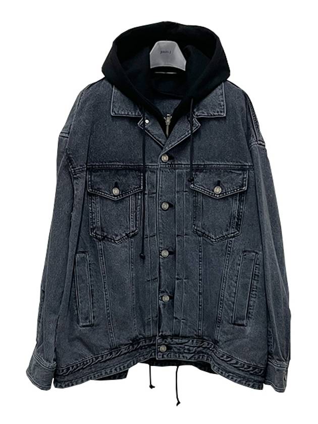 Jersey Hood Detachable Denim Long Trucker Jumper Gray JC3839PD13 - JUUN.J - BALAAN 2