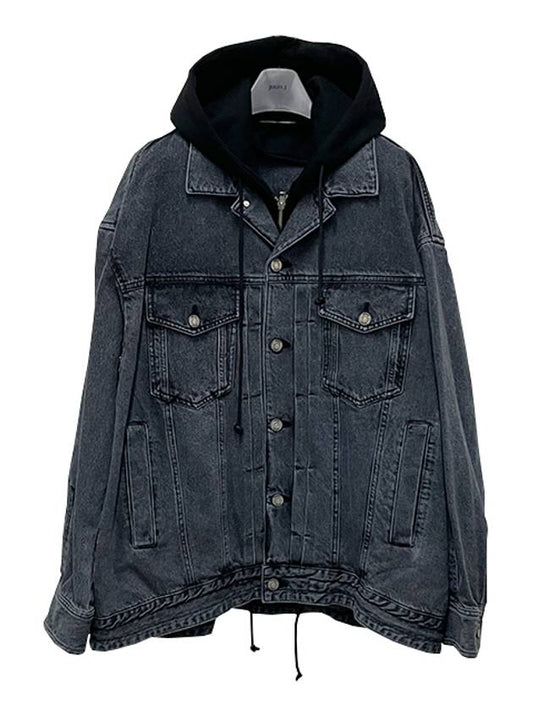 Jersey Hood Detachable Denim Long Trucker Jumper Gray (JC3839PD13) - JUUN.J - BALAAN 2