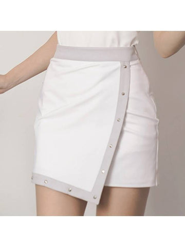 Stud Unbalanced Skirt White - J JANE - BALAAN 1