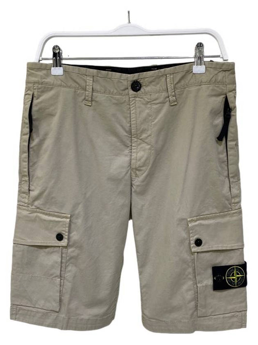 Wappen Cargo Bermuda Shorts Beige - STONE ISLAND - BALAAN 2