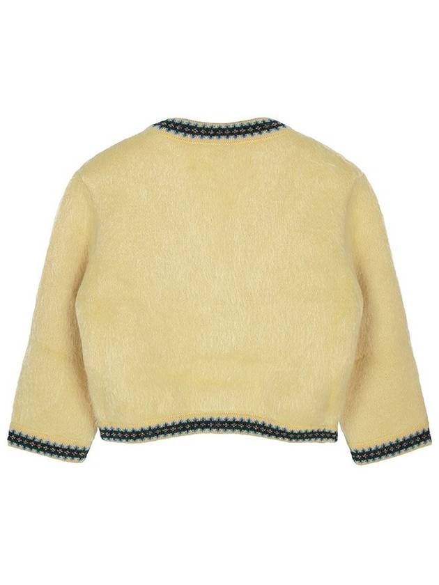 Mohair Wool Cardigan Pale Yellow - CELINE - BALAAN 3