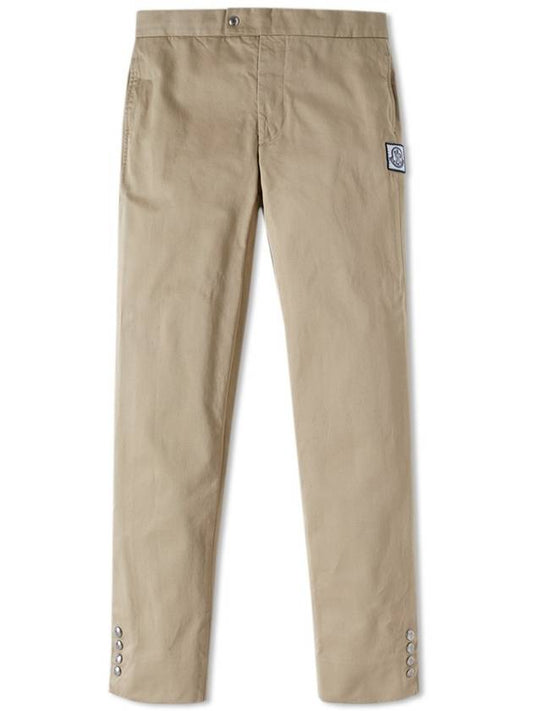 Men's Gamma Blue Cotton Gabardine Pants Beige - MONCLER - BALAAN.