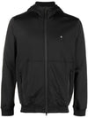 Men's Stellina Logo Zip Up Hoodie Black - STONE ISLAND - BALAAN 1