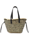 Cadix Medium Raffia Tote Bag Black - ISABEL MARANT - BALAAN 4