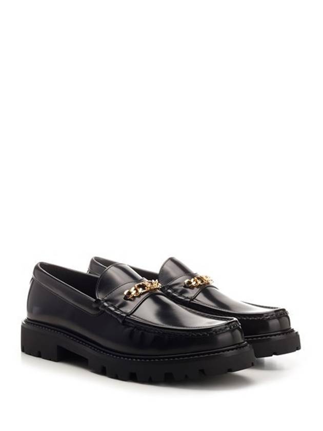 Triomphe Magaret Chain Chunky Leather Loafers Black - CELINE - BALAAN 10