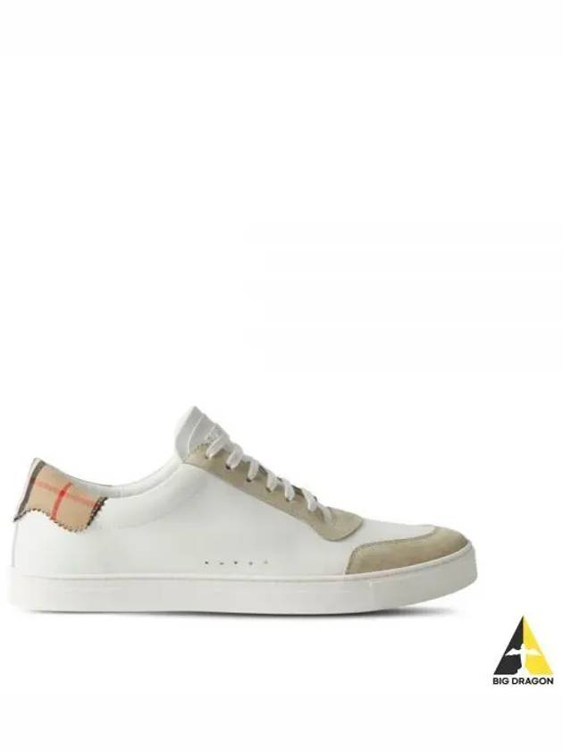 Leather Suede Check Cotton Low Top Sneakers White - BURBERRY - BALAAN 2