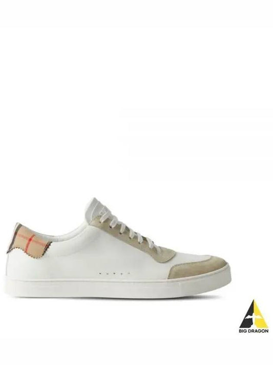 Leather Suede Check Cotton Low Top Sneakers White - BURBERRY - BALAAN 2