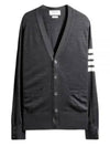 Men's Sustainable Classic Diagonal Wool Cardigan Dark Grey - THOM BROWNE - BALAAN 2