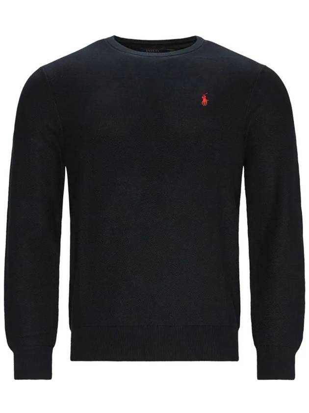 Embroidery Logo Crew Neck Sweater Black - POLO RALPH LAUREN - BALAAN 3