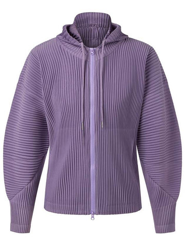 Unisex two way pleated hooded zip up outerwear violet - MONPLISSE - BALAAN 1