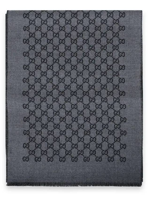 GG Jacquard Reversible Wool Muffler Grey Black - GUCCI - BALAAN 3