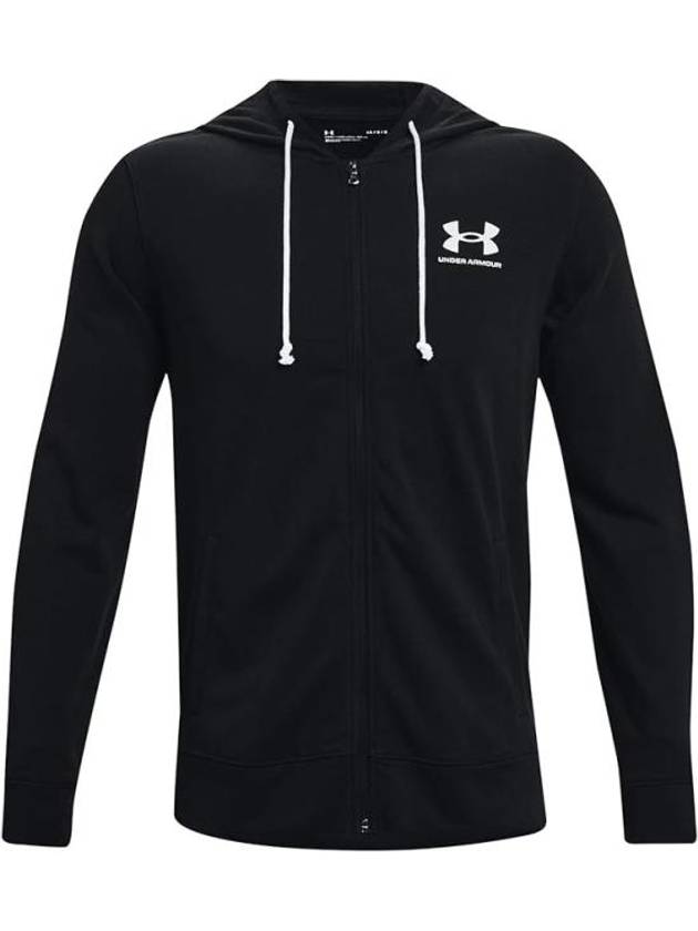 UA Rival Terry Full Zip Hooded Jacket Black - UNDER ARMOUR - BALAAN 2