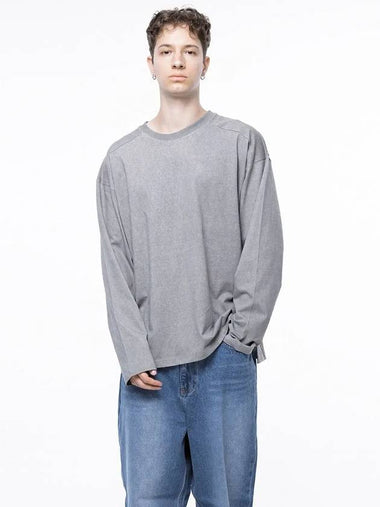 Men s M243TP03GR Pigment Slit Long Sleeve T Shirt Gray - CHANCE'S NOI - BALAAN 1