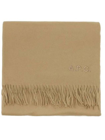 Signature Embroidered Logo Wool Muffler Camel - A.P.C. - BALAAN 1