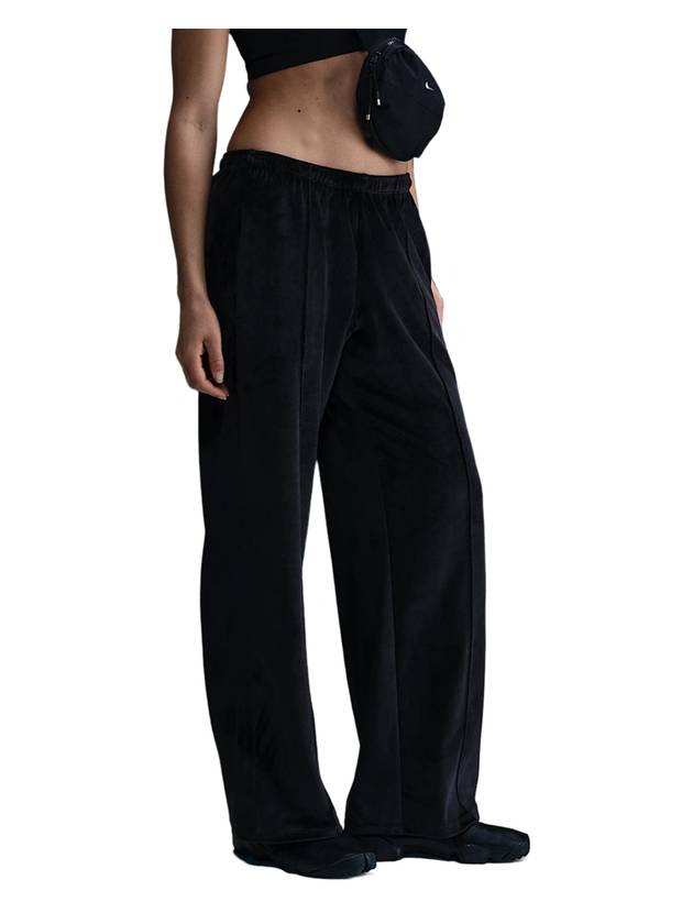 Sportswear Chill Knit Mid-Rise Velour Track Pants Black - NIKE - BALAAN 1