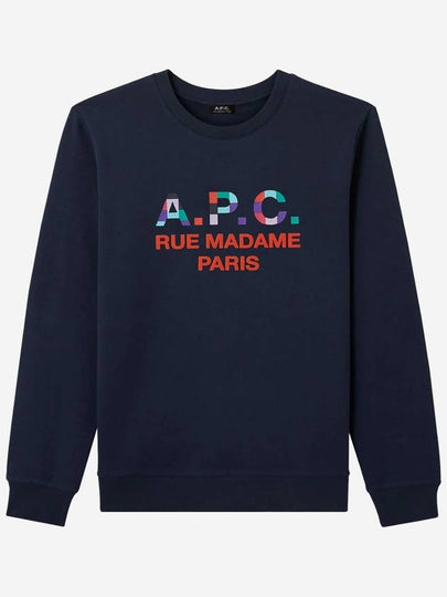 Women's Color Block Logo Sweat Sweatshirt Navy - A.P.C. - BALAAN 2