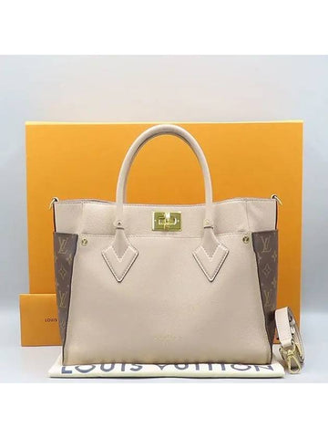 M58485 Gray Leather On My Side MM Tote Bag Shoulder Strap 2WAY - LOUIS VUITTON - BALAAN 1