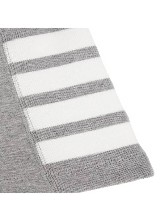 4-Bar Striped Cotton Short Sleeve T-Shirt Light Grey - THOM BROWNE - BALAAN 4