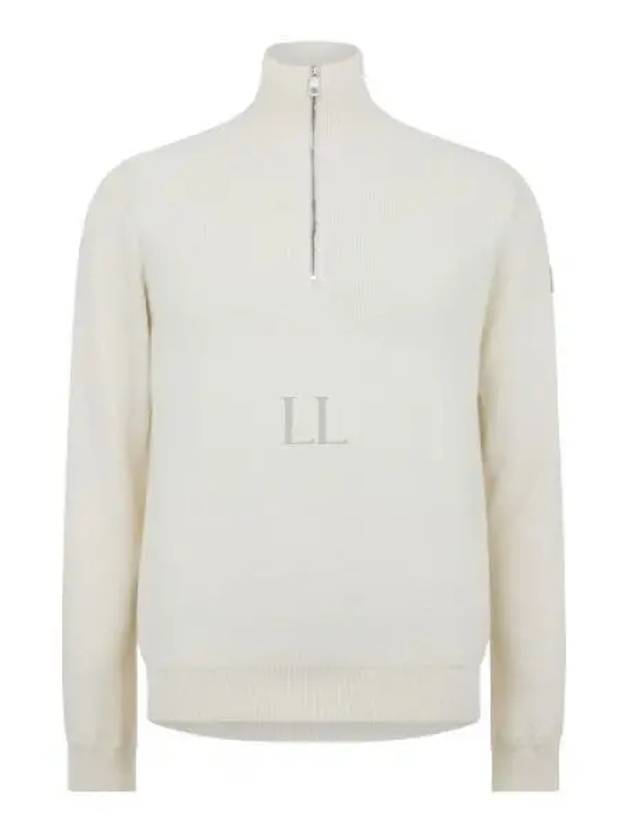 Cotton Cashmere Half Zip Knit Top White - MONCLER - BALAAN 2