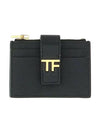 Logo Leather Card Wallet Black - TOM FORD - BALAAN 1