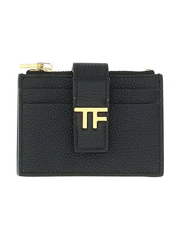 Logo Leather Card Wallet Black - TOM FORD - BALAAN 1