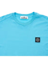 Logo Patch Cotton Short Sleeve T-Shirt Turquoise - STONE ISLAND - BALAAN 4