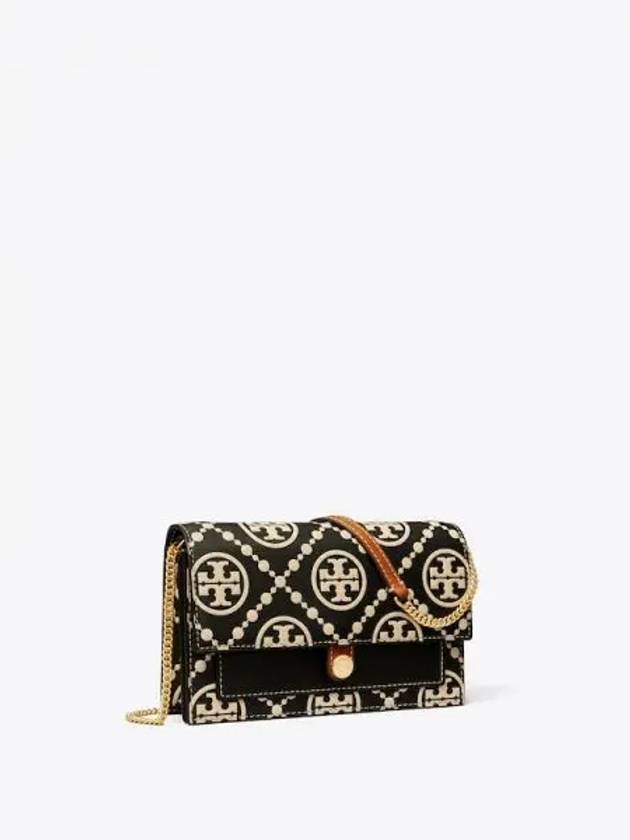 Monogram contrast embossing WOC chain wallet mini shoulder bag black cream domestic product GM0023042813065 - TORY BURCH - BALAAN 1