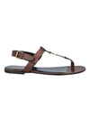 Men's Cassandra Strap Leather Sandals Brown - SAINT LAURENT - BALAAN.