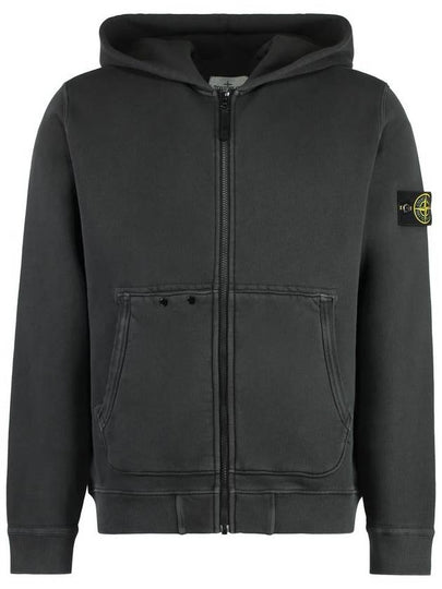 Logo Patch Zip-Up Hoodie Dark Grey - STONE ISLAND - BALAAN 2