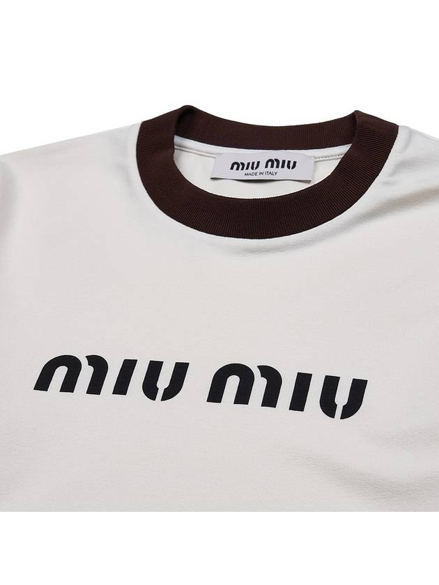 Logo Short Sleeve T-Shirt White - MIU MIU - BALAAN 4