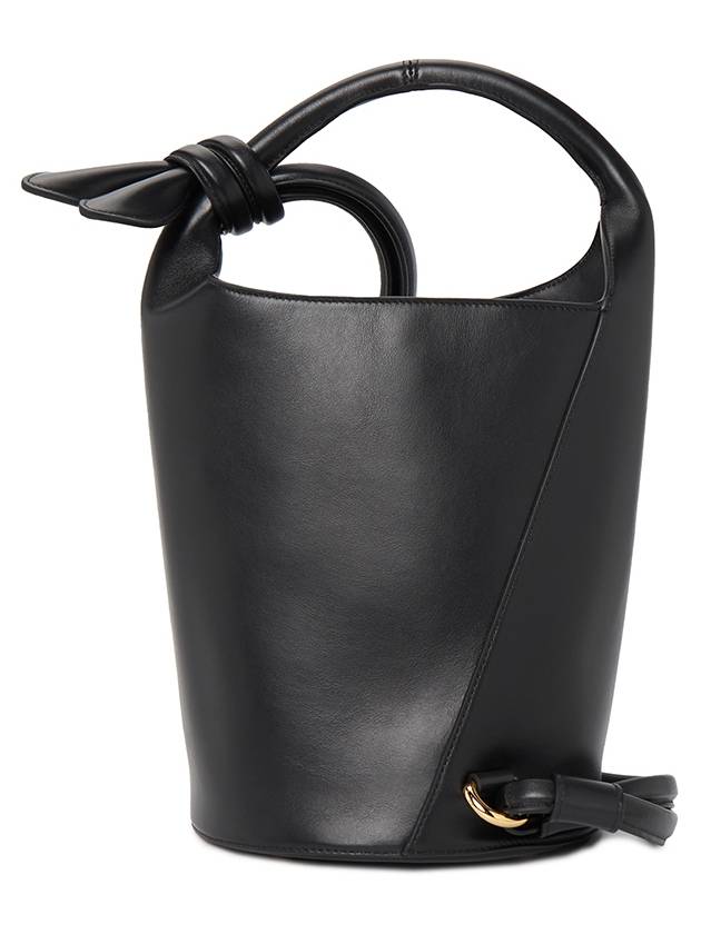 Le Petit Tourni Mini Knotted Leather Bucket Bag Black - JACQUEMUS - BALAAN 4