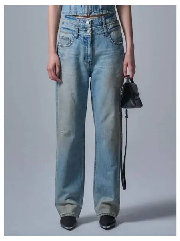 Double waist dirty denim pants blue domestic product GM0024062491272 - JUUN.J - BALAAN 1