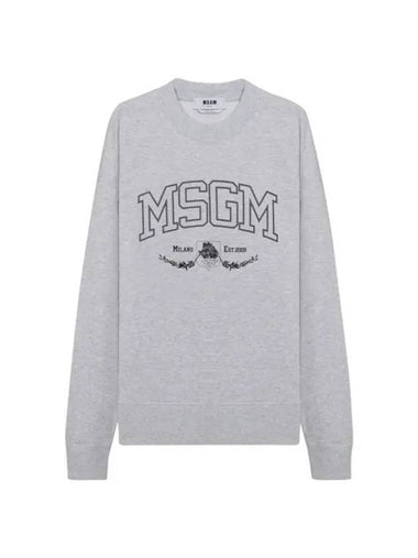 College Logo Crew Neck Cotton Sweatshirt Light Grey - MSGM - BALAAN 1