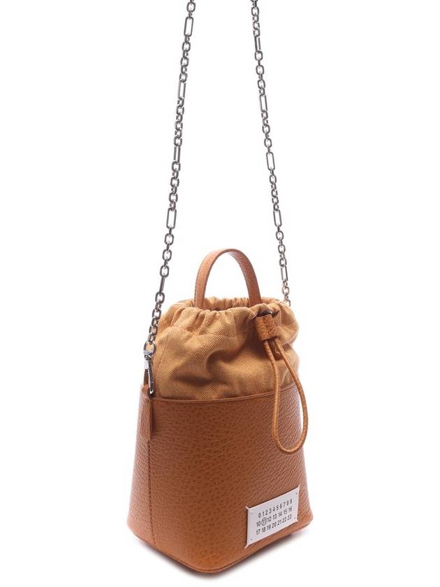 5AC Number Logo Texture Leather Bucket Bag Mustard - MAISON MARGIELA - BALAAN 4