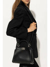 Peekaboo Mini Leather Tote Bag Black - FENDI - BALAAN 3