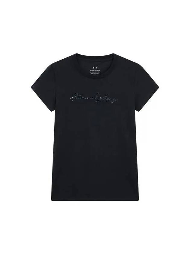 Women s Cubic Logo Easy T Shirt Black - ARMANI EXCHANGE - BALAAN 1