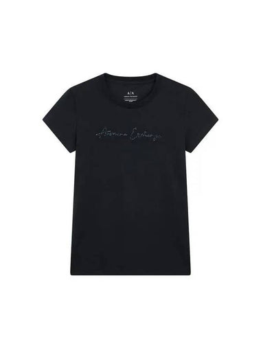 Women s Cubic Logo Easy T Shirt Black - ARMANI EXCHANGE - BALAAN 1