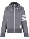 Women's Ripstop Mesh 4 Bar Zip Up Hoodie Grey - THOM BROWNE - BALAAN 1