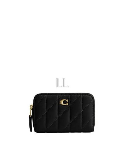 Logo Small Zip Around Card Wallet Black - COACH - BALAAN 2