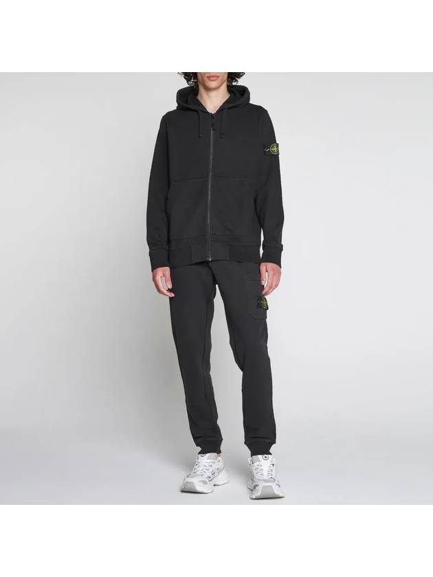 Wappen Patch Cotton Fleece Zip Up Hoodie Charcoal - STONE ISLAND - BALAAN 3