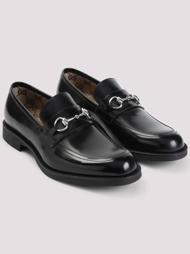 Shiny Horsebit Leather Loafer Black - GUCCI - BALAAN 4