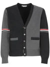 Funmix Cotton ArmBand V-Neck Cardigan Tonal Grey - THOM BROWNE - BALAAN 2