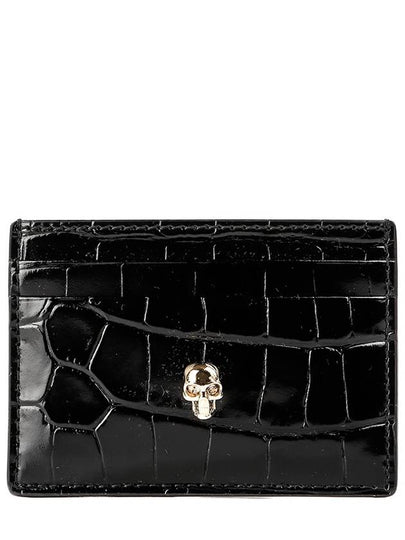 Skull Crocodile Leather Card Wallet Black - ALEXANDER MCQUEEN - BALAAN 2