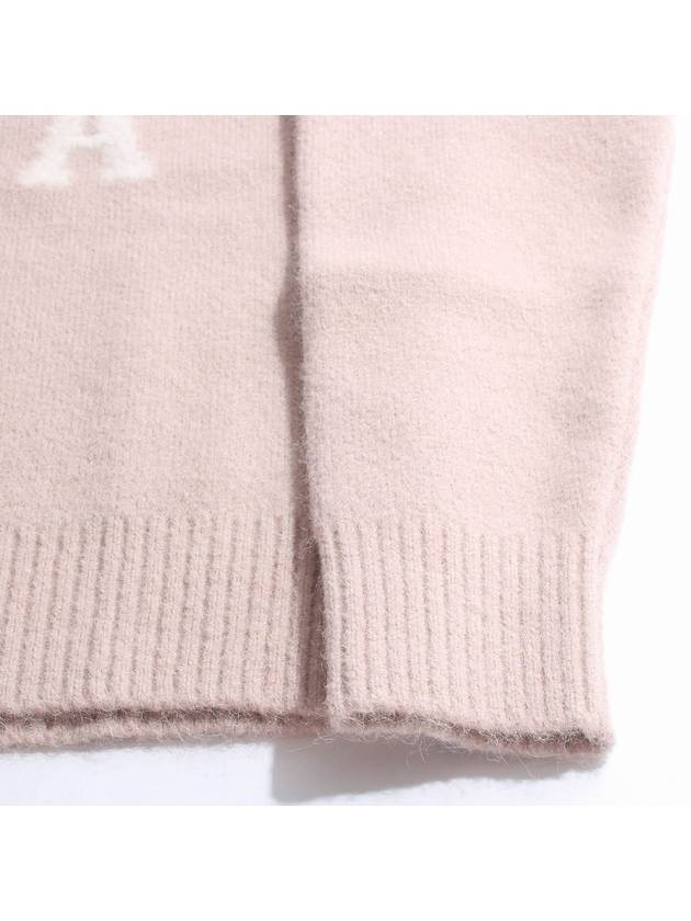 Intarsia Heart Logo Knit Top Powder Pink - AMI - BALAAN 5