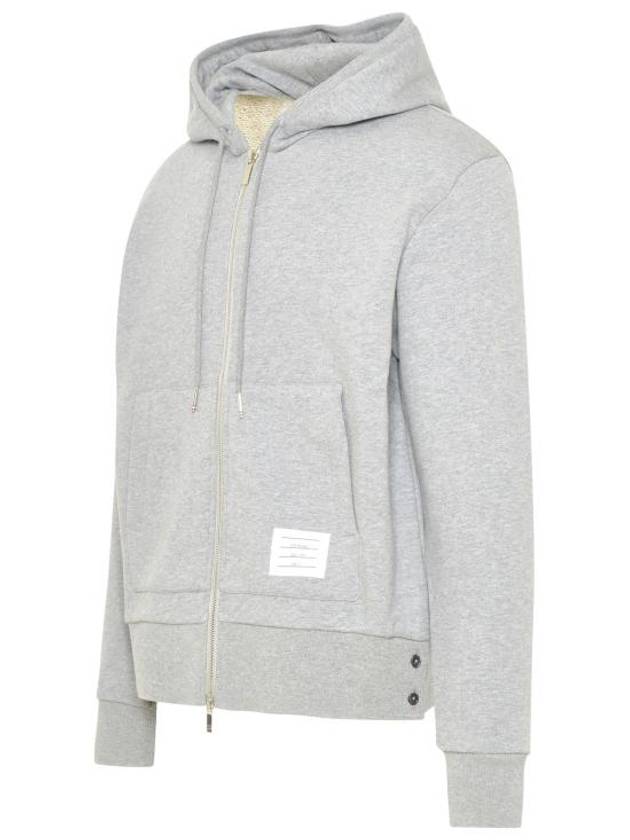 Center Back Stripe Cotton Zip Up Hoodie Light Grey - THOM BROWNE - BALAAN 3